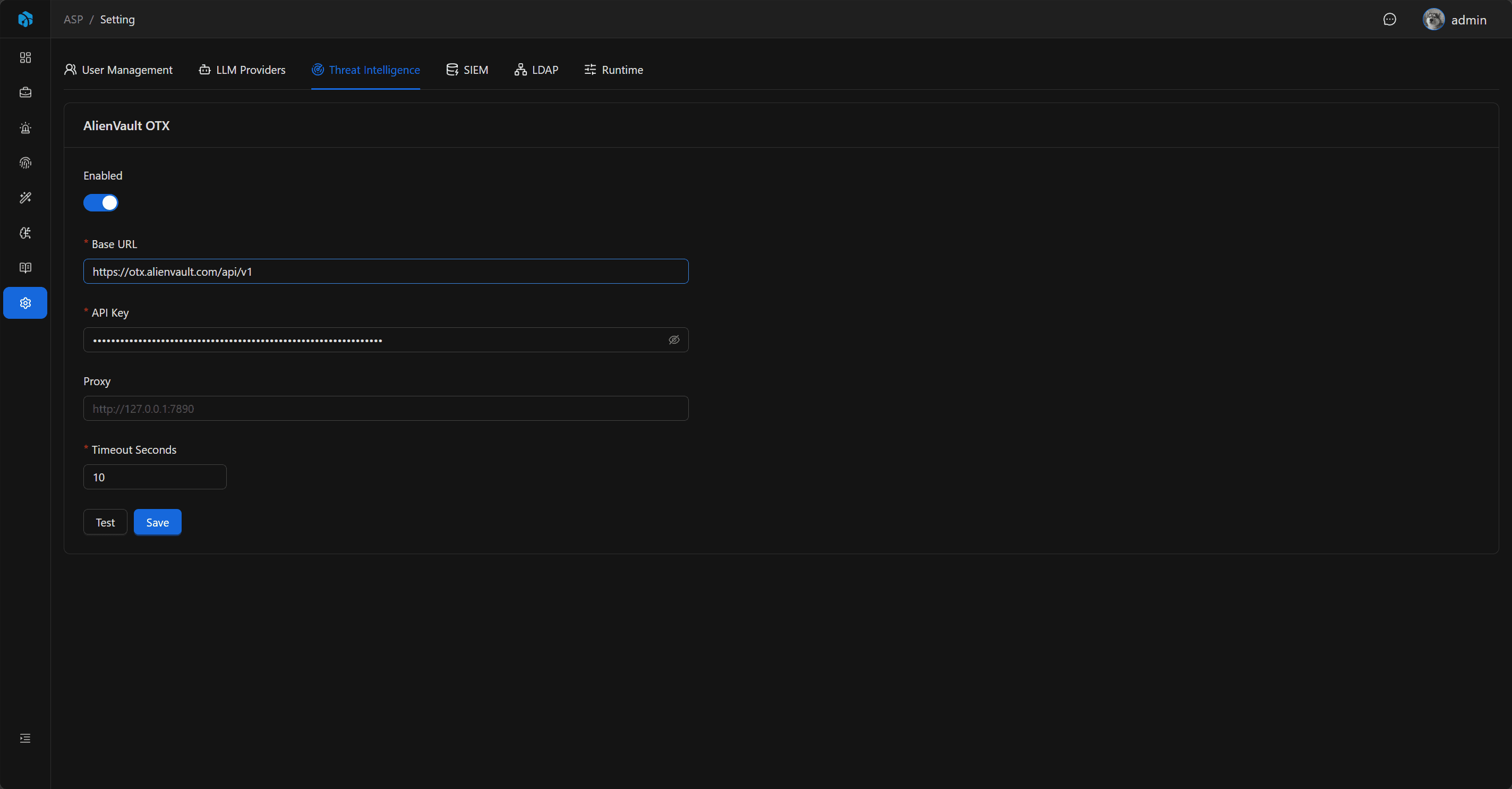 Threat Intelligence Settings